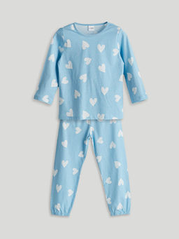 Kalp Bask?l? K?z ?ocuk Pijama Tak?m