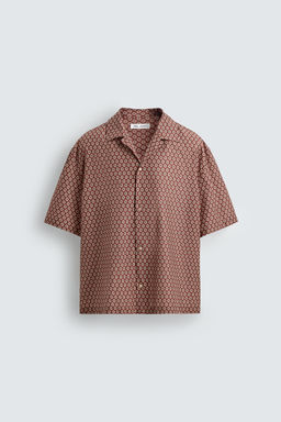 CAMISA RELAXED FIT ESTAMPADO GEOM?TRICO / Teja