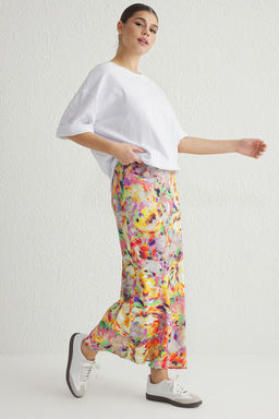 TRENDYOLMILLA Cok Renkli Buyuk Cicek Desenli Bal?k Kesim Maxi Boy Dokuma Etek TWOSS25ET00015  фото 4