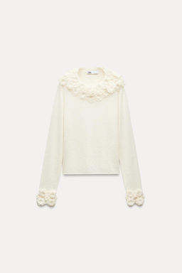 ALPACA AND WOOL BLEND SWEATER WITH FLOWERS - Zara фото 4