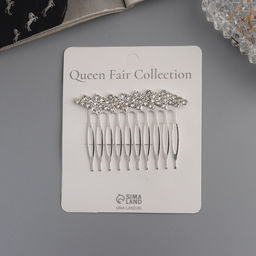 Цена за 2 шт. Гребень для волос QF «Медея», полосы диагональ, 6×4.5 см, серебро