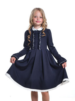 Платье для девочки в школу синее нарядное UD 7658 т.синий - Mini maxi фото 2