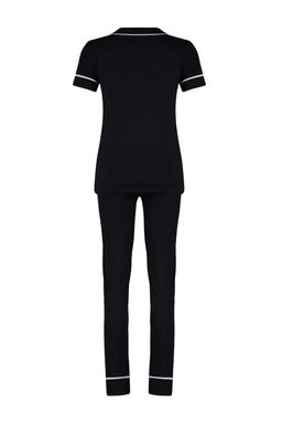 Trendyolmilla Siyah Pamuklu Yaka Kuzu Bask?l? Dar Kal?p Orme Pijama Tak?m? THMAW22PT0704 фото 16