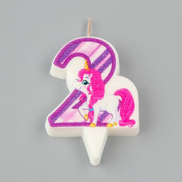 Свеча в торт Единорог, цифра 2, фиолетовая, 6,5 см - Страна карнавалия фото 3