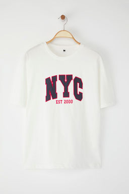 TRENDYOLMILLA Bordo %100 Pamuk Oversize/Genis Pach Nak?sl? Orme T-Shirt TWOSS25TS00069 фото 6