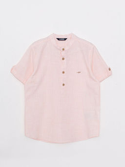 Hakim Yaka ?izgili K?sa Kollu Poplin Erkek ?ocuk G?mlek