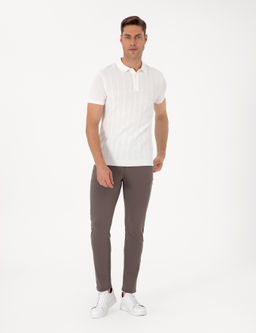 Ekru Slim Fit Polo Yaka D__meli Triko Ti__rt - Pierre cardin фото 4