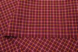 Пестрядь этнографическая под домоткань "Тройная клетка на т.красно-бордовом", ш.1.6м, хлопок-100%