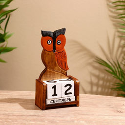 Вечный календарь настольный Сова, 10.5519 см, дерево