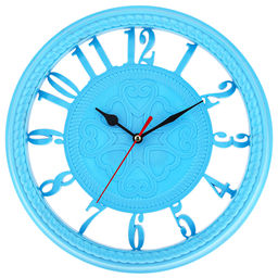 Часы настенные Любовь д24,5х4,4см, циферблат голубой, пластм. голубой, в коробке (Китай)