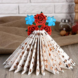 Салфетница деревянная Ваза с цветами