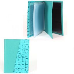 Обложка для авто+паспорт-Croco-ВП-105 натуральная кожа бирюза кайман/бирюза флотер (72/110) 239912