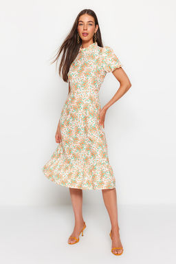 TRENDYOLMILLA Ac?k Mavi Cicekli A Kesim F?rf?rl? Midi Dokuma Elbise TWOSS20EL0894  фото 57