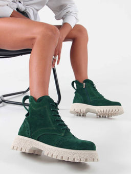 Ботинки EDART 338.1541 be. Зеленый замша/байка