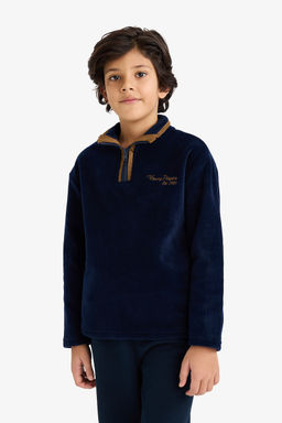 Yar_m Bal_k__ Yaka Fermuarl_ Nak__l_ __i Yumu_ak T_yl_ Polar Sweatshirt Erkek _ocuk - Defacto фото 3