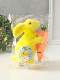 Фигурка пасхальная Жёлтый заяц с морковкой, 6.5?12?15.5 см