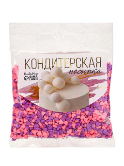 Посыпка кондитерская, Сердечки неон, мини, ультрафиолет, розовый, 50 г