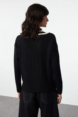 Tas Yumusak Dokulu V Yaka Renk BlokluTriko Kazak TWOAW25KZ00206 - Trendyolmilla фото 12