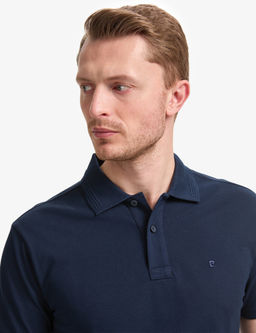 Lacivert Slim Fit %100 Pamuk D__meli Polo Yaka Basic Ti__rt