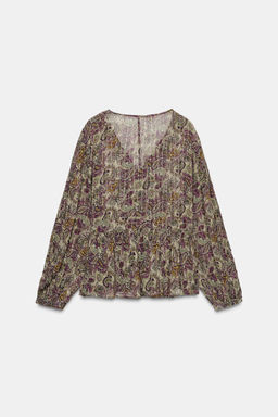 PRINTED BLOUSE WITH METALLIC THREAD - Zara фото 8