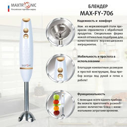 Блендер погружной 2скр 300 Вт MAXTRONIC нерж. арт. МAX-FY-706 (86418)
