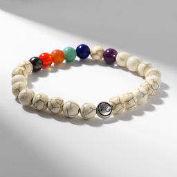 Браслет чакровый «Планеты» инь-ян, цветной с чернёным серебром, d=7 см