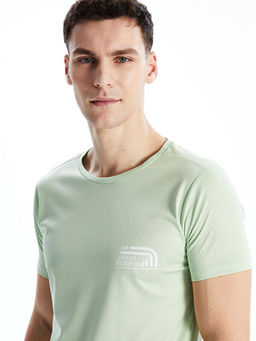 Bisiklet Yaka K?sa Kollu Bask?l? Erkek Ti??rt