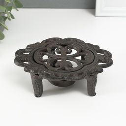 Подставка для подогрева на греющей свече «Лилия», подсвечник на 1 свечу, чугун, 15×12.5×5 см