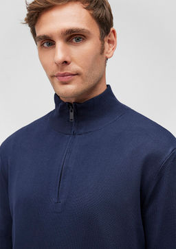 Yar? Fermuarl? Lacivert Kazak - Mavi фото 5