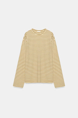 CAMISETA ALGOD?N Y LINO RAYAS / Rosa pastel - Zara фото 17