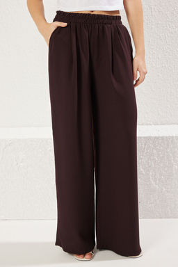 Kahverengi Beli Lastikli Pull On Wide Leg/Genis Paca Dokuma Pantolon TWOSS25PL00041 - Trendyolmilla фото 4