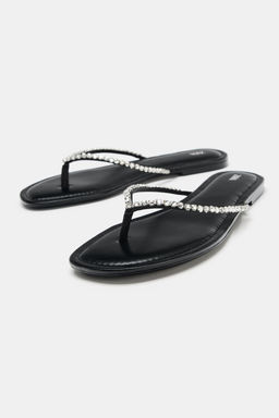 SANDALIA PLANA BRILLOS / Negro - Zara фото 4
