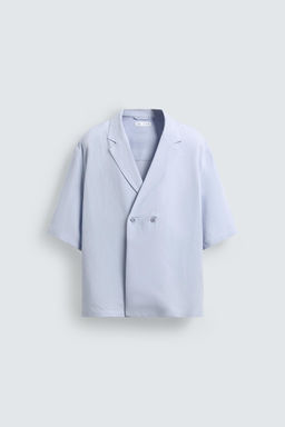 CAMISA KIMONO VISCOSA - LINO / Celeste - Zara фото 6