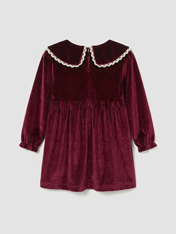 Bebe Yaka K?z Bebek Kadife Elbise