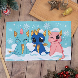 Полотенце Доляна Три дракончика 28х46 см, 100% хл, рогожка 164 г/м2