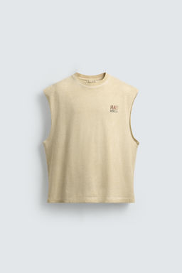 CAMISETA TANK RELAXED FIT ESTAMPADO / Crudo