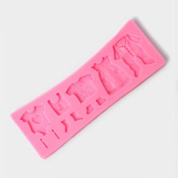 Молд для заливки «Одежда для ребёночка», силикон, 17×6,3 см, розовый