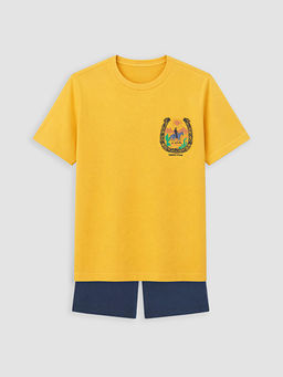Erkek ?ocuk Bask?l? ?ortlu Pijama Tak?m?