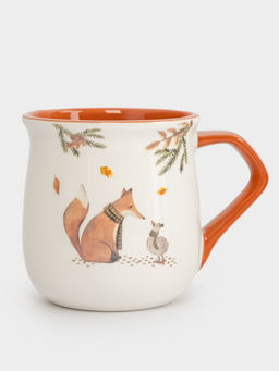 Кружка, 400 мл, керамика D, бело-оранжевая, Лиса и гусь, Autumn friends - Anna lafarg фото 3