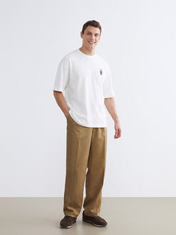 Bisiklet Yaka Ay? Teddy Bask?l? Erkek Ti??rt