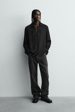 FLOWING POLO SHIRT WITH DRAWSTRING