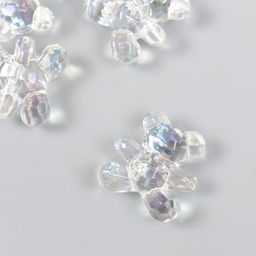 Цена за 6 шт. Бусина для творчества пластик Медвежонок 3D прозрачный перламутр 3х1,5х3,2 см