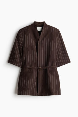 Blazer de manga corta en mezcla de lino
