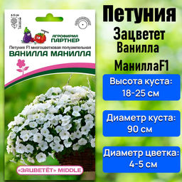 3330P Петуния F1 серия "ЗАЦВЕТЁТ" Middle ВАНИЛЛА МАНИЛЛА / многоцветковая полуампельная 5шт