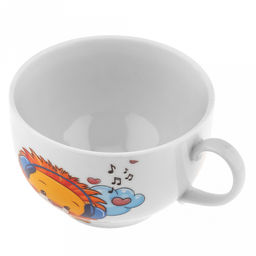 Чашка чайная фарфоровая "Львята" 210мл, д8,5см, h6см, форма "Янтарь" (Россия)