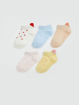 Bask?l? K?z Bebek Patik ?orap 5li