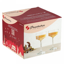 "Elysia" Бокал стеклянный 260мл, д10см, h17см, для шампанского, набор 4шт, цветная коробка, Pasabahce (Россия)