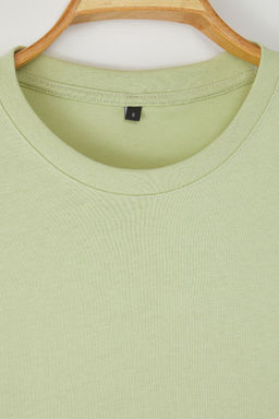 Mint Oversize/Genis Kesim %100 Pamuk K?sa Kollu Basic T-Shirt TMNSS22TS0318