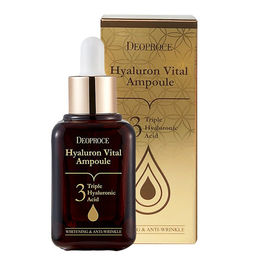 Deoproce Hyaluron Vital Ampoule, 50ml - Сыворотка для лица тройного действия с гиалуроновой кислотой