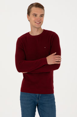 Erkek Slim Fit Bisiklet Yaka Bordo Basic Kazak - U.s. polo assn фото 3